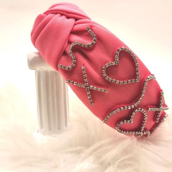 New XOXO BUBBLE GUM PINK LOVE rhinestone headband - Picture 1 of 8